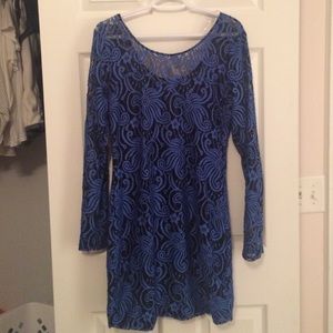 Black and Blue Body Con Dress