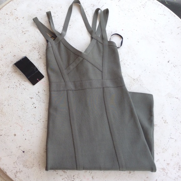 Olive Bodycon Bandage Bebe Dress Size XS - Picture 3 of 4