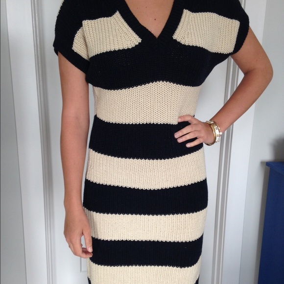 Michael Kors Striped Crochet Perfect Sweater Dress