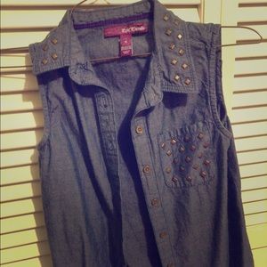 Jean button up stoned collar