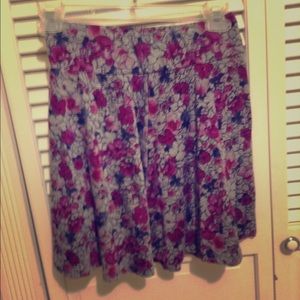 Purple gray floral skater skirt