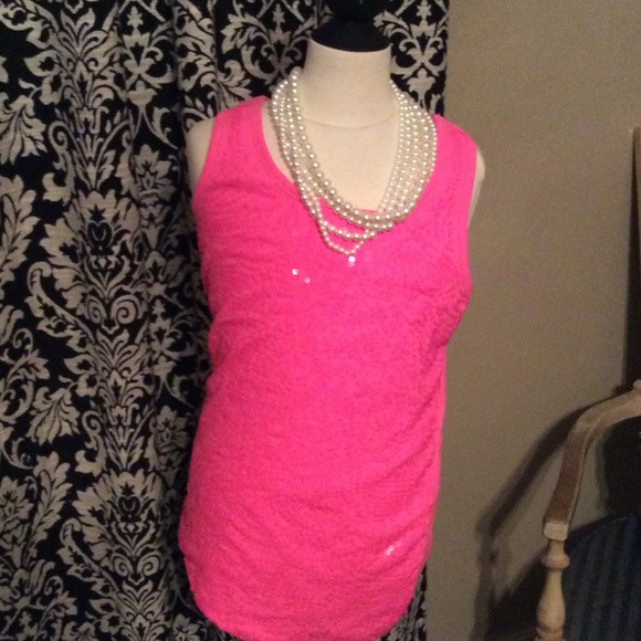 Sequined Pink Tank - Picture 1 of 2
