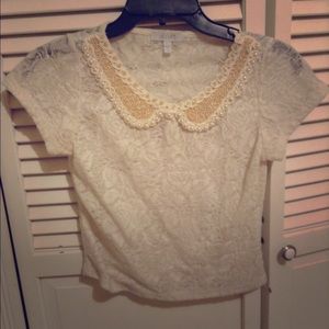 Cream lace collared shirt