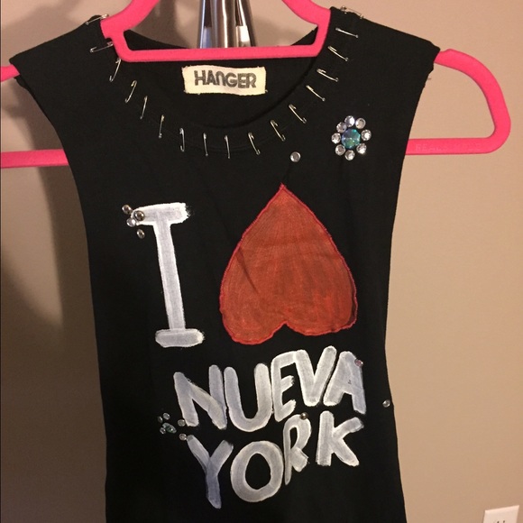 Unique Hand painted I ❤️ Nueva York top