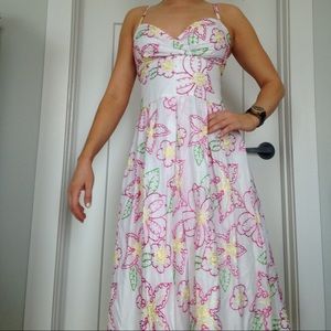 Size 0 Lilly Pulitzer White Floral Stitched Dress