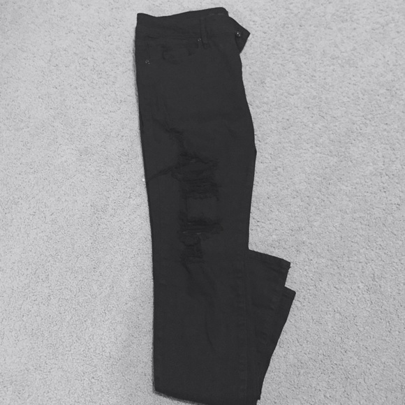All Black Skinny Ripped Jeans