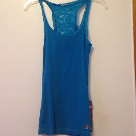 Bright blue hollister lace tank