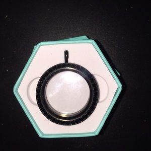 Origami owl black locket with Swarovski crystals