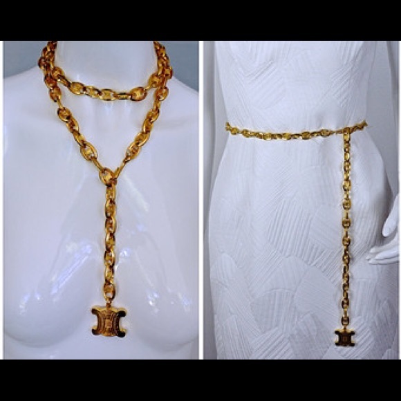 Vintage Celine Goldtone Belt/Necklace 💯 Authentic
