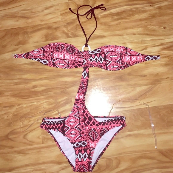 Coral unique batik band/cut out one-piece