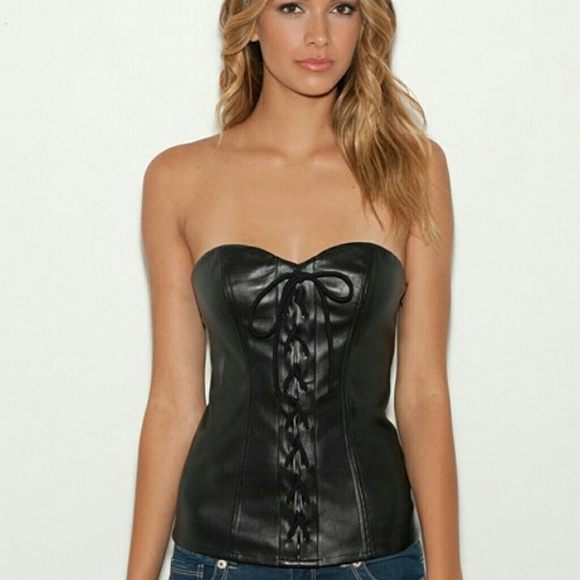 G By Guess faux leather bustier top