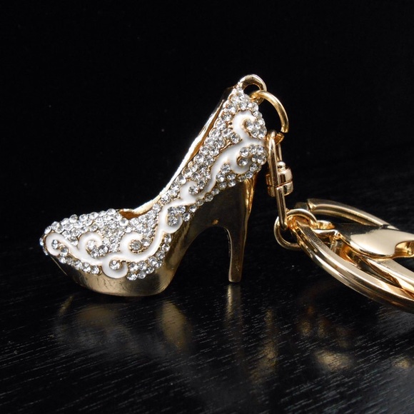 Bling Car Decor Accessories - Crystal Bling Silver Stiletto Purse Charm/Keychain