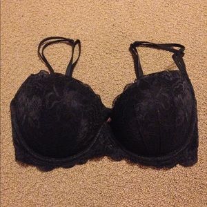 VICTORIAS SECRET PINK 32 DD DATE PUSH UP BLACK BRA