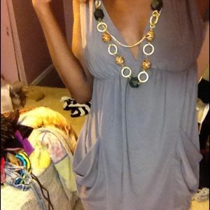 Gray beaded dress with pockets