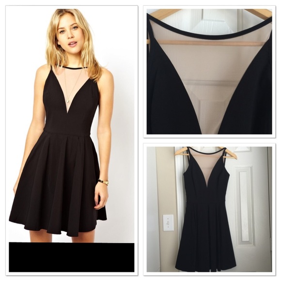 ASOS Mesh Insert Skater Dress - Black