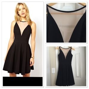 ASOS Mesh Insert Skater Dress - Black