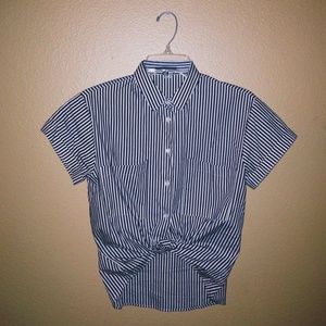 Navy and White Striped Boat Shirt
