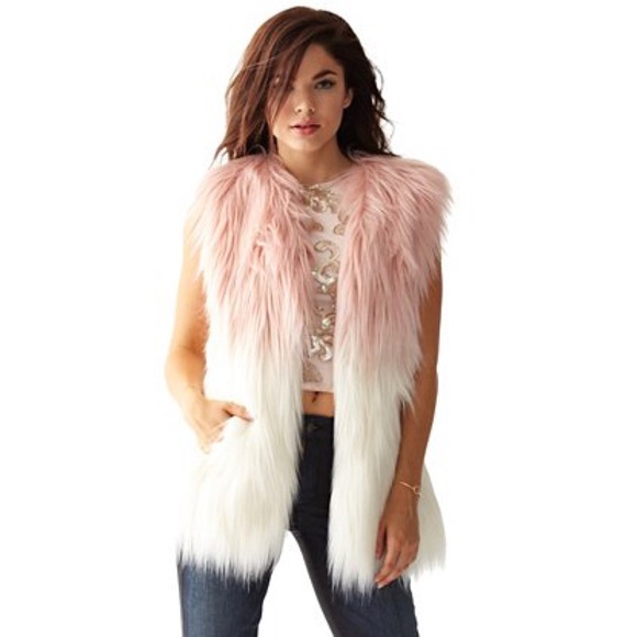 Guess Jackets & Blazers - Guess? Pink ombre faux fue vest