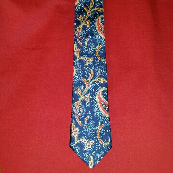 NWT Silk Tie Skinny Paisley 1901 Nordstrom Blue - Picture 1 of 3