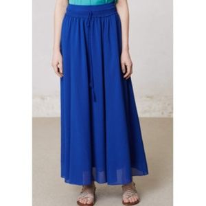 Anthropologie Maeve blue maxi skirt w drawstring