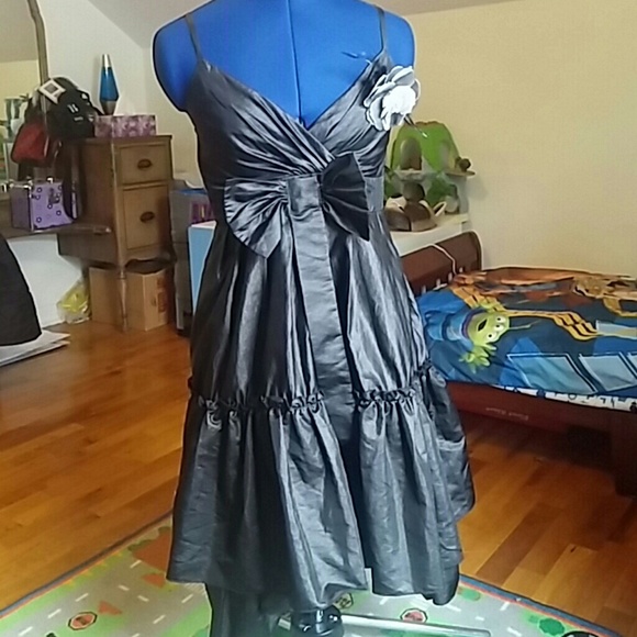 F21 lolita layered black silky dress