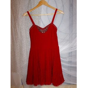 Free People Red Lace Beaded Dress