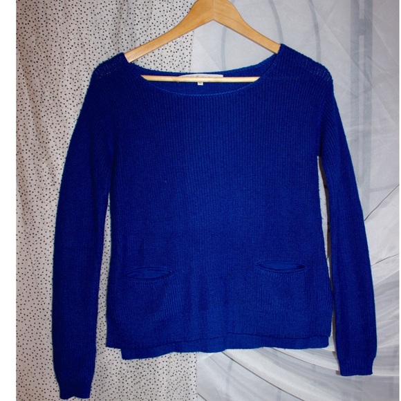 Rachel Roy Cobalt Blue Ribbed Knit Sweater