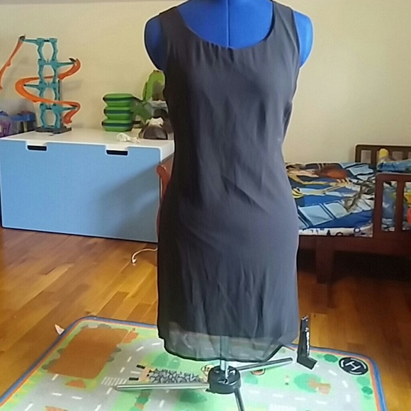 Black see through/solid dress w/back design - Picture 2 of 2