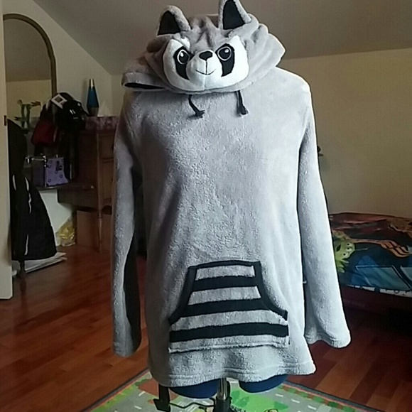 Jackets & Blazers - Raccoon ' furry ' fleece hoodie