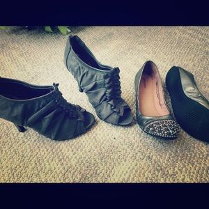 Gray high heals and cute fashion studded flats