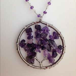 Amethyst Tree of Life on Silver Amethyst Chain NEW