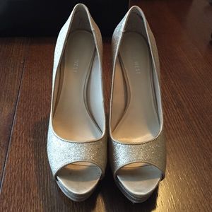 Nine West Gold Peep-Toe Pumps