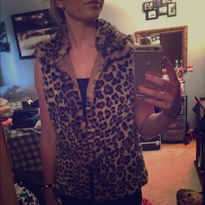 leopard fur vest