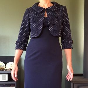 Navy dot Dress with jacket