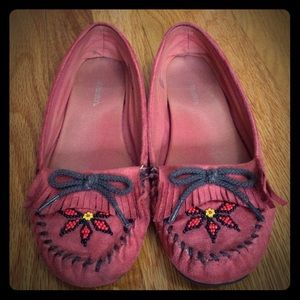 Salmon colored moccasins!