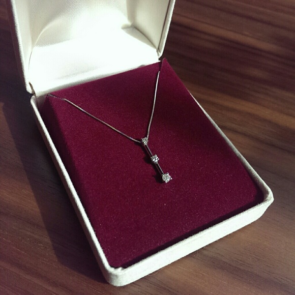 Zales Jewelry - Zales 3 Stone Diamond Pendant Necklace