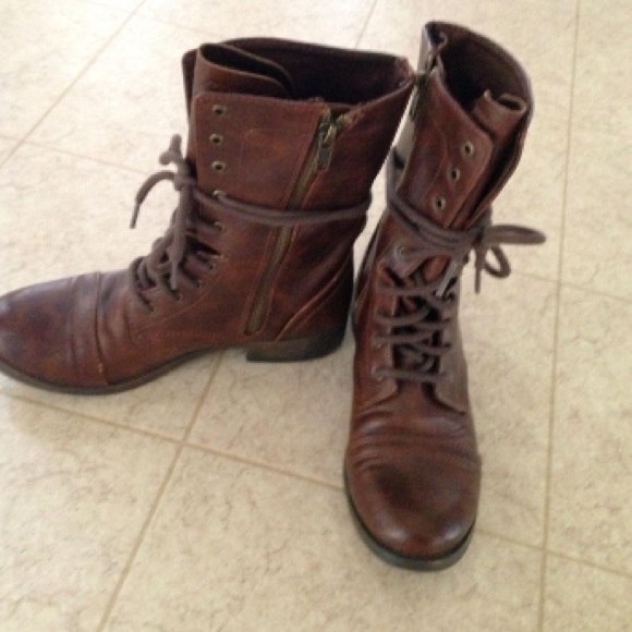 Brown combat boots