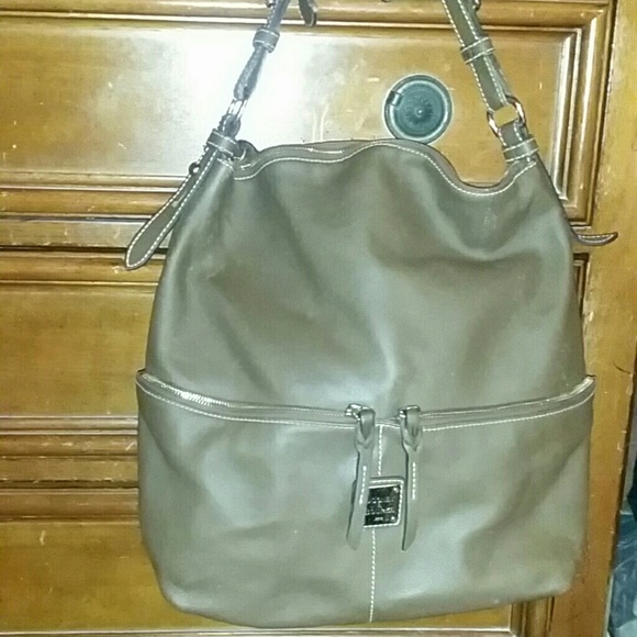 Brown leather handbag