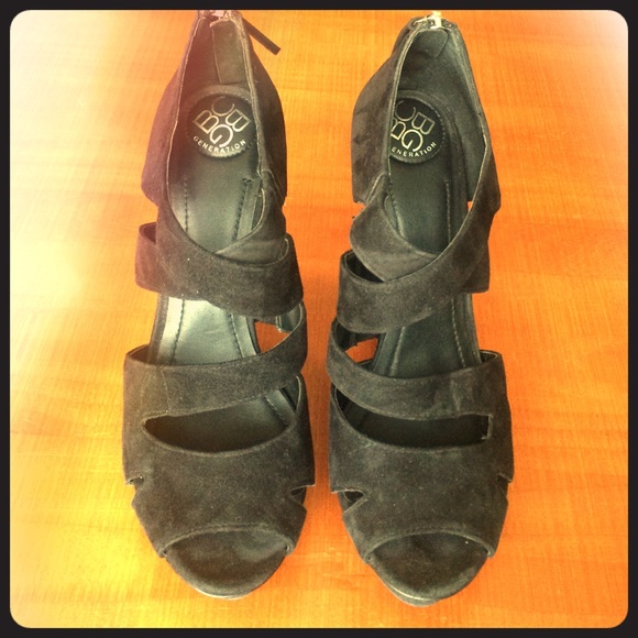 BCBGeneration Black Suede Platform Heels