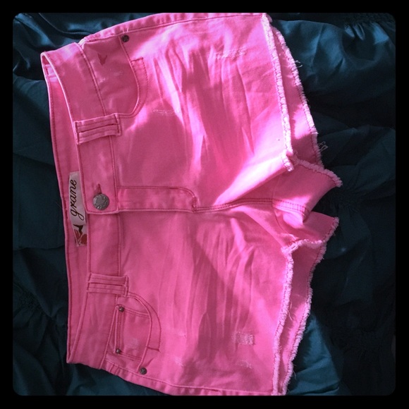 Hot pink stretchy jean shorts