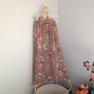 Ash Brown Floral Maxi Skirt