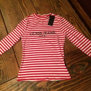 Guess Jeans mock turtleneck striped crop