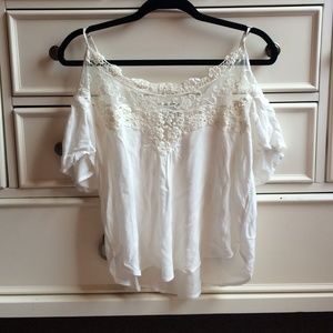 Boho white lace blouse