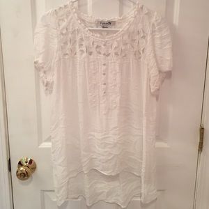 Forever 21 White Lacy Short Sleeve