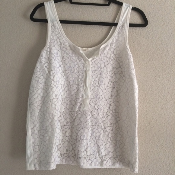 SOLD J Crew White Lace Tank Top