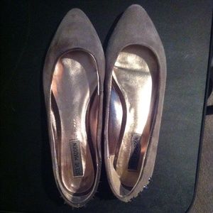 Nude Studded Steve Madden Point Toe Flats
