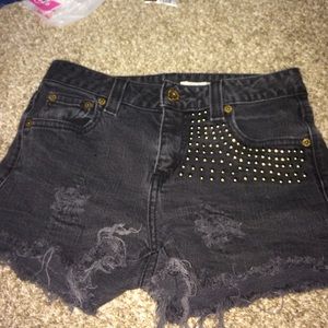 Black high waisted shorts with studs