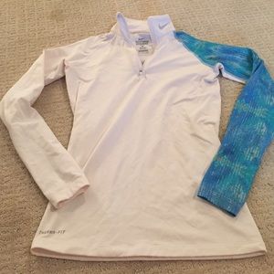 Nike white and blue long sleeve running jacket S