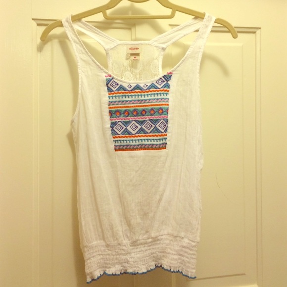 Mossimo White Printed Tank