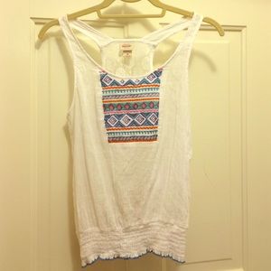 Mossimo White Printed Tank